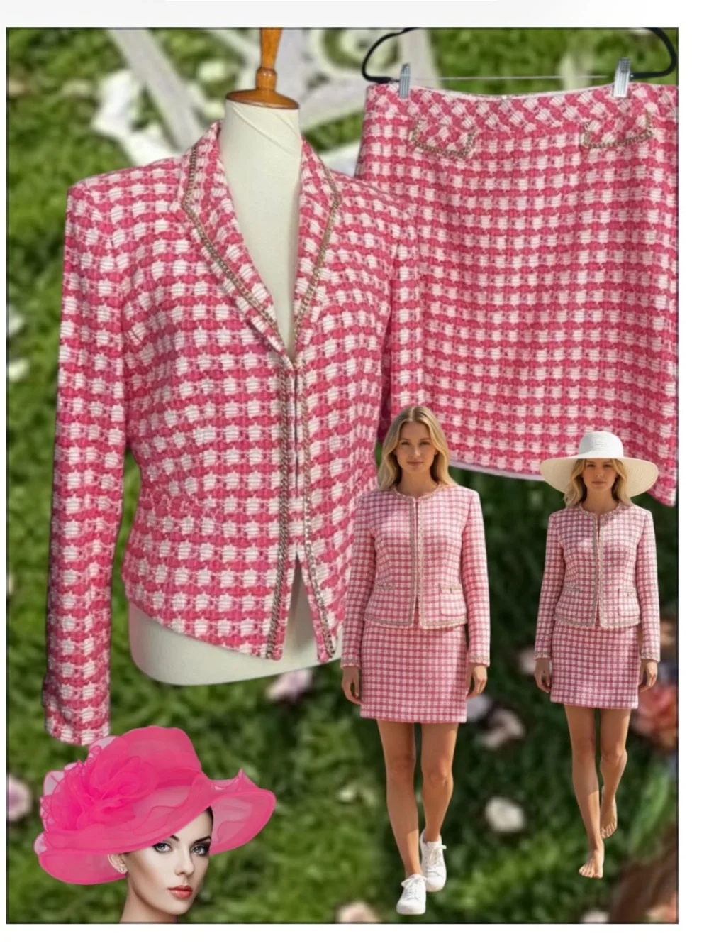 Etcetera Pink & White Tweed Blazer and Skirt Set - Picture 2 of 4